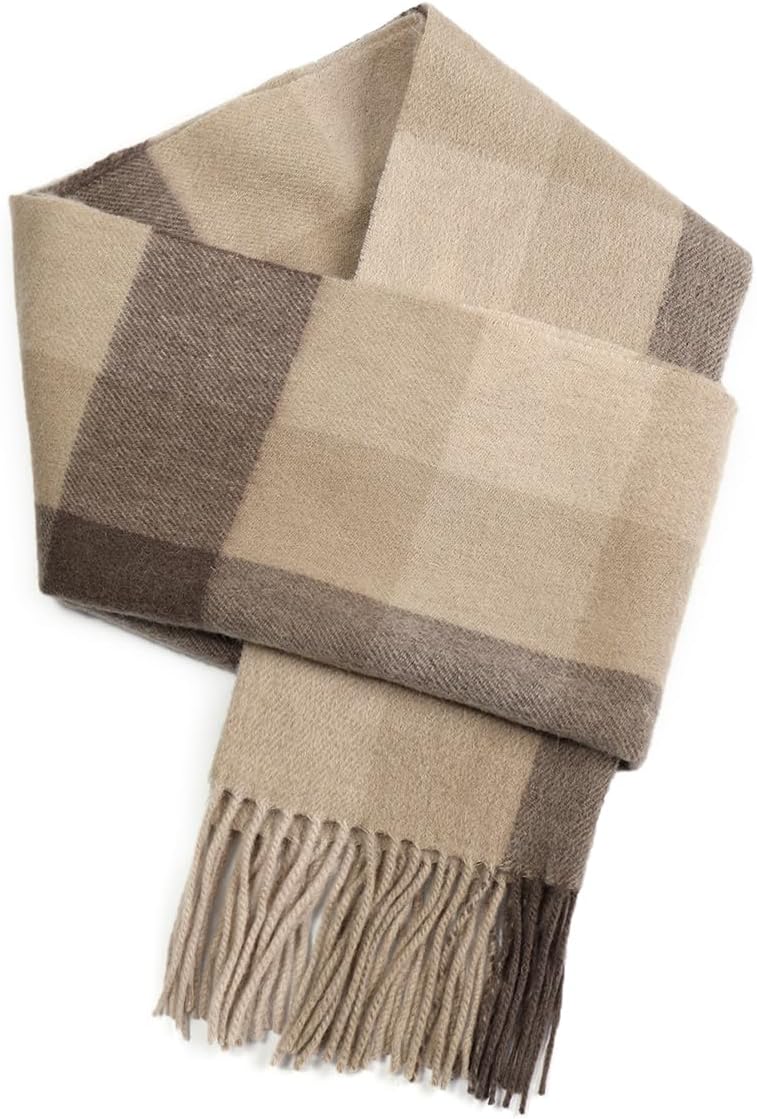 SKNSOFT Winter Wool Plaid Scarf for Men,Women Fashion Tartan Wrap Checkered Scarves - Image 1